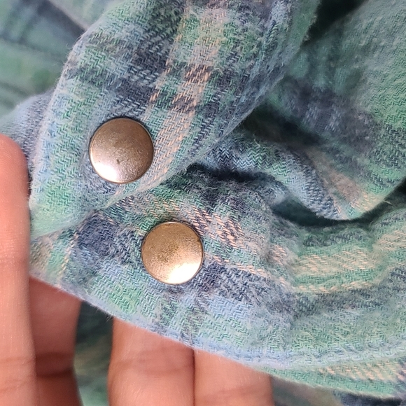 Spell designs lost highway flannel shirt turquoise buttondown S teal flannelette - Picture 15 of 16